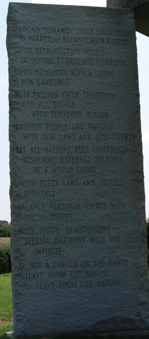 Georgia Guidestones - Elbert County - 10 Commandments of the New World Order